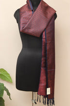 Elegant Maroon Banarasi Silk Tanchui Jamawar Stole - Luxurion World- Crafted Heirlooms