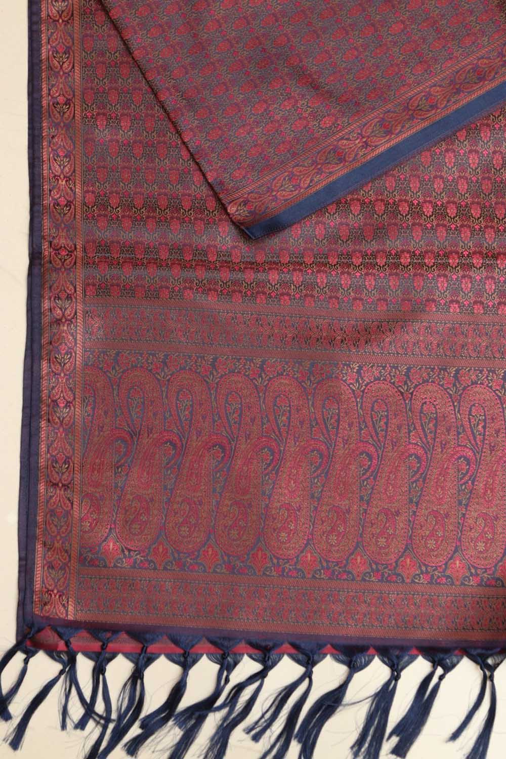 Elegant Maroon Banarasi Silk Tanchui Jamawar Stole - Luxurion World- Crafted Heirlooms