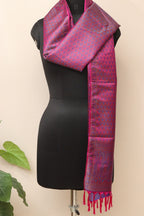 Elegant Pink Banarasi Silk Tanchui Jamawar Stole - Luxurion World- Crafted Heirlooms