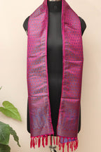 Elegant Pink Banarasi Silk Tanchui Jamawar Stole - Luxurion World- Crafted Heirlooms
