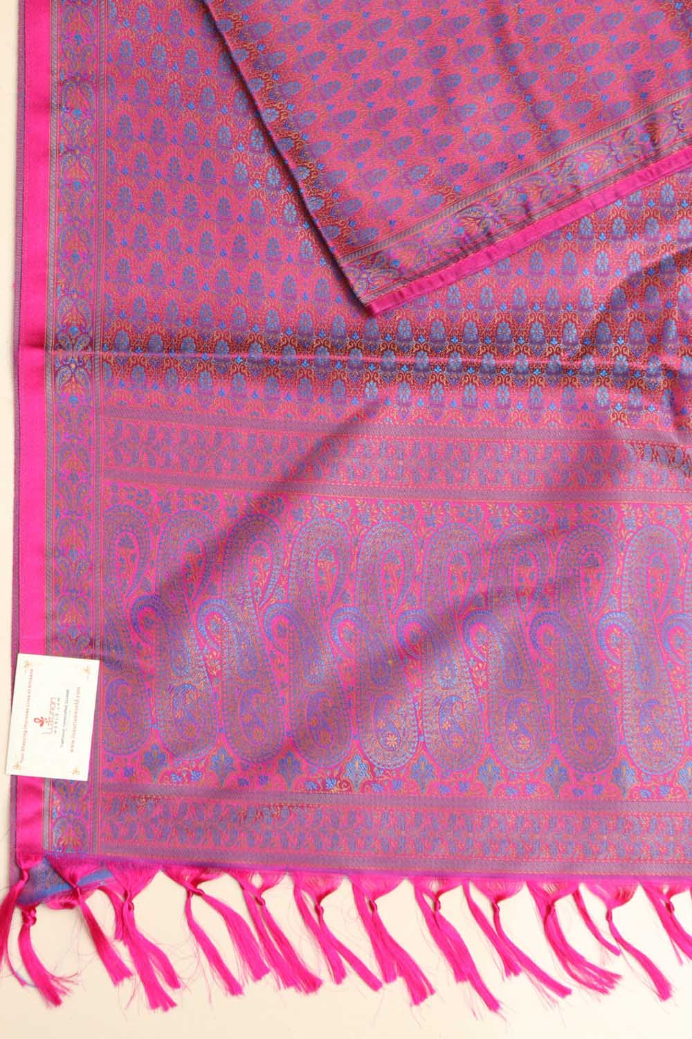 Elegant Pink Banarasi Silk Tanchui Jamawar Stole - Luxurion World- Crafted Heirlooms