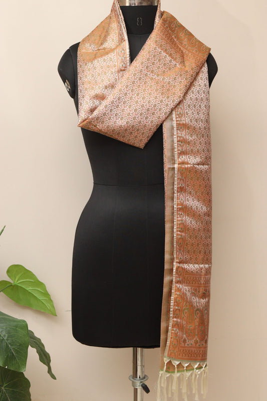 Pastel Banarasi Silk Tanchui Jamawar Stole - Elegant Style - Luxurion World