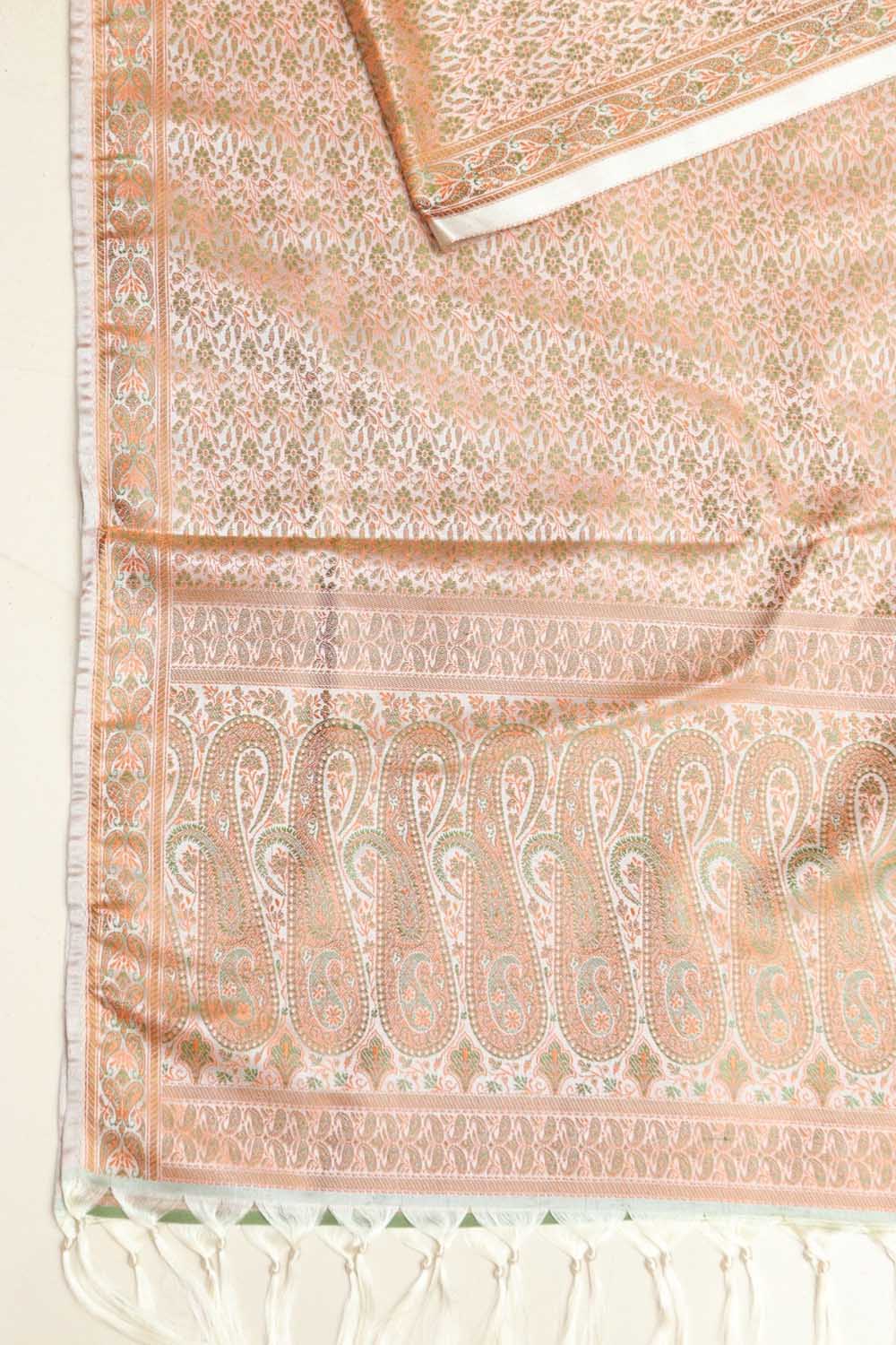 Pastel Banarasi Silk Tanchui Jamawar Stole - Elegant Style - Luxurion World- Crafted Heirlooms