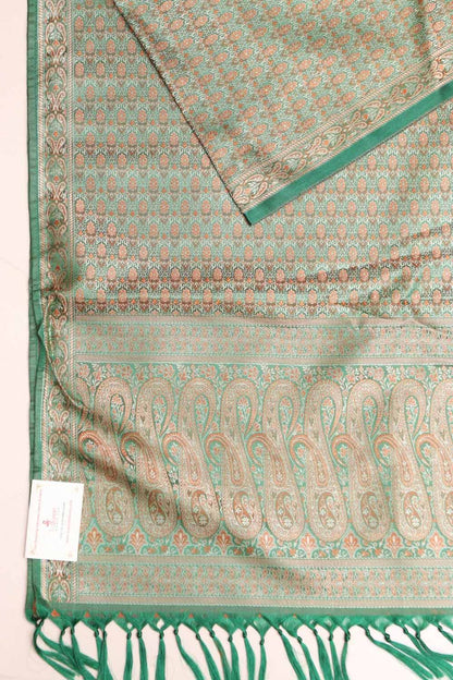 Elegant Green Banarasi Silk Tanchui Jamawar Stole - Luxurion World