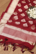 Elegant Maroon Banarasi Georgette Stole - Luxurion World