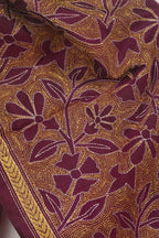 Exquisite Purple Kantha Silk Stole: Hand-Embroidered Bangalore Beauty - Luxurion World