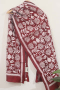 Exquisite Maroon Kantha Silk Stole: Hand Embroidered & Pure Bangalore Silk - Luxurion World