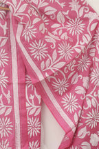 Exquisite Pink Kantha Silk Stole: Hand-Embroidered Elegance - Luxurion World