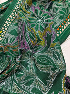 Green Hand Embroidered Kantha Bangalore Silk Stole - Luxurion World- Crafted Heirlooms