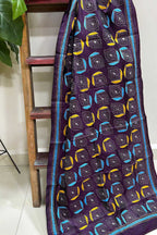 Exquisite Purple Hand Embroidered Kantha Bangalore Silk Stole - Luxurion World