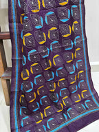 Exquisite Purple Hand Embroidered Kantha Bangalore Silk Stole - Luxurion World