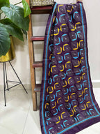 Exquisite Purple Hand Embroidered Kantha Bangalore Silk Stole - Luxurion World
