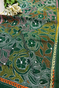 Green Hand Embroidered Kantha Bangalore Silk Stole - Luxurion World- Crafted Heirlooms