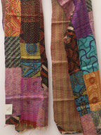 Multicolor Hand Embroidered Kantha Pure Silk Reversible Stole - Luxurion World