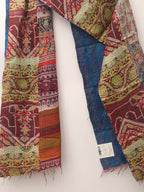 Multicolor Hand Embroidered Kantha Pure Silk Reversible Stole - Luxurion World