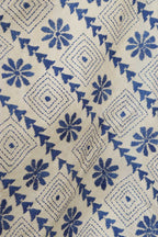 Pastel And Blue Kantha Tussar Silk Stole with Hand Embroidery - Luxurion World