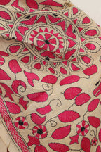 Pastel And Pink Kantha Tussar Silk Stole with Hand Embroidery - Luxurion World