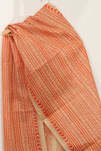 Vibrant Orange Kantha Silk Stole with Hand Embroidery - Luxurion World