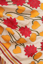 Vibrant Multicolor Hand Embroidered Tussar Silk Stole - Luxurion World