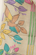 Vibrant Multicolor Hand Embroidered Tussar Silk Stole - Luxurion World