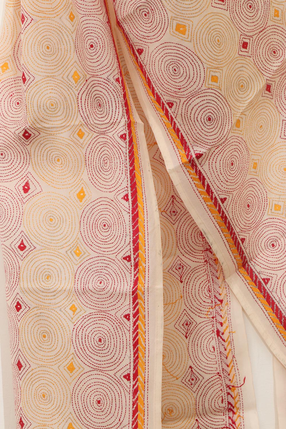 Vibrant Multicolor Hand Embroidered Tussar Silk Stole - Luxurion World