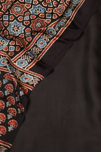 Black Modal Silk Suit With Ajrakh Block Printed Dupatta - Luxurion World