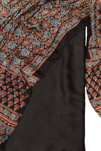 Black Modal Silk Suit With Ajrakh Block Printed Dupatta - Luxurion World