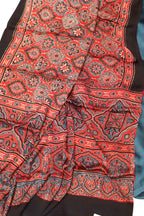 Red Modal Silk Suit With Ajrakh Block Printed Dupatta - Luxurion World
