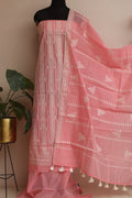 Shop Pink Banarasi Chanderi Silk Suit Set - Embroidered & Unstitched - Luxurion World