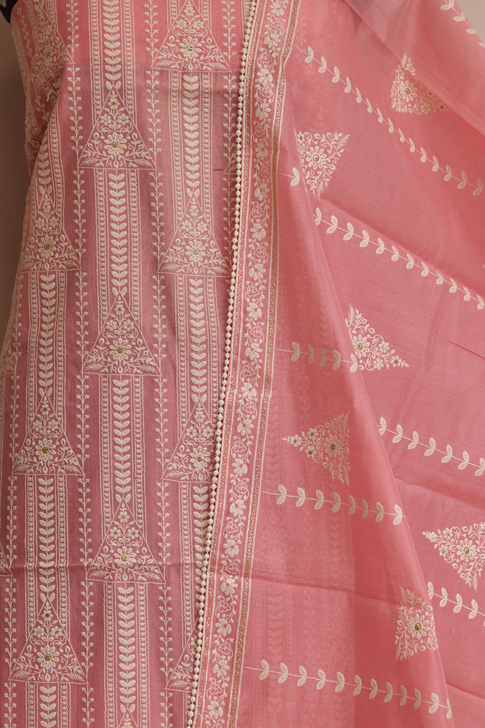 Shop Pink Banarasi Chanderi Silk Suit Set - Embroidered & Unstitched - Luxurion World