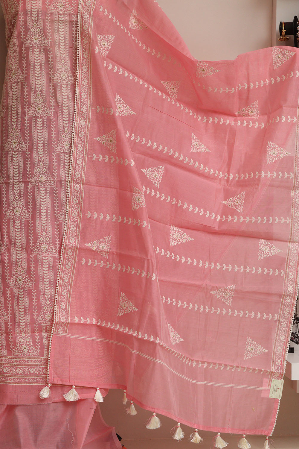 Shop Pink Banarasi Chanderi Silk Suit Set - Embroidered & Unstitched - Luxurion World