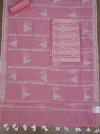 Shop Pink Banarasi Chanderi Silk Suit Set - Embroidered & Unstitched - Luxurion World