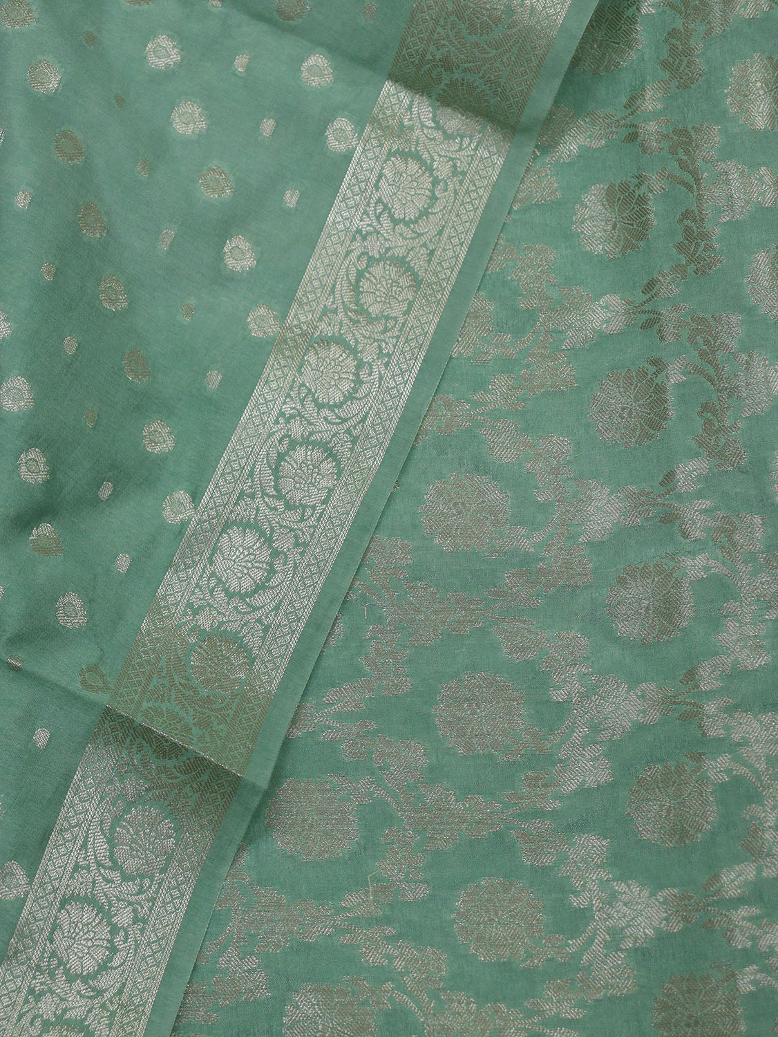 Green Banarasi Chanderi Silk Suit Set - Unstitched: Shop Now! - Luxurion World