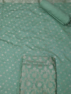 Green Banarasi Chanderi Silk Suit Set - Unstitched: Shop Now! - Luxurion World