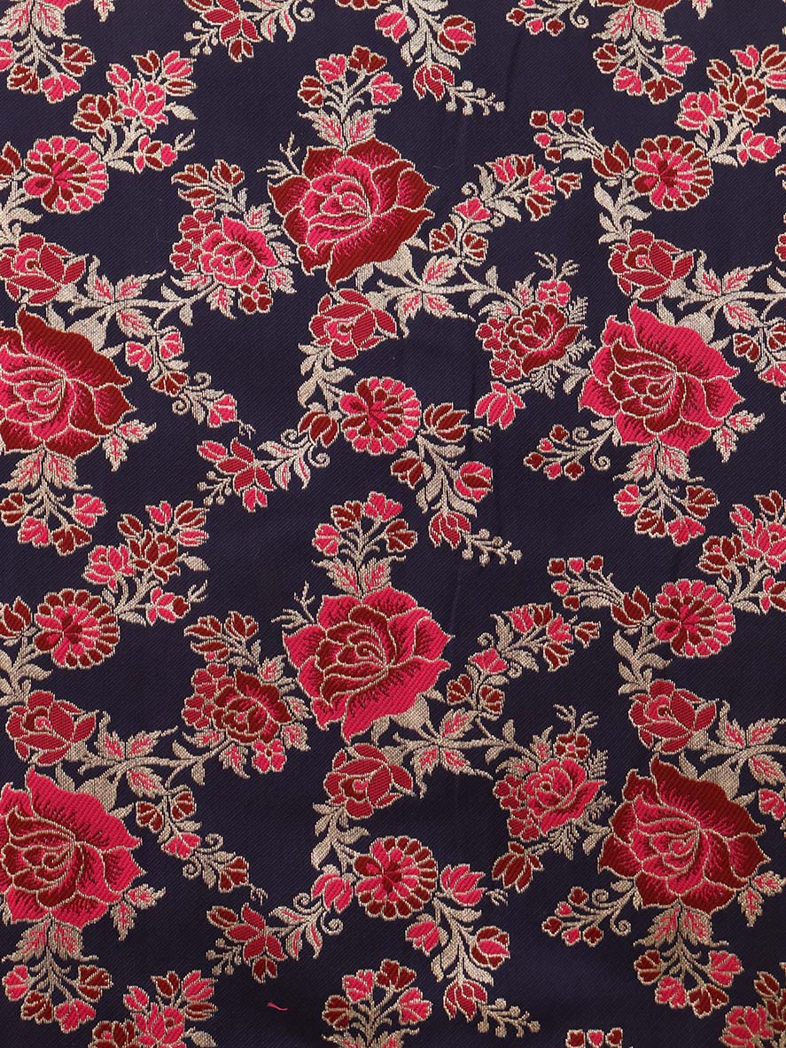 Blue Banarasi Silk Meenakari Suit With Pink Georgette Sequins Dupatta - Luxurion World