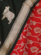 Red Banarasi Silk Suit With Green Banarasi Silk Cow Design Dupatta - Luxurion World