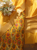 Yellow Banarasi Kimkhwab Silk Meenakari Suit With Yellow Handloom Banarasi Katan Silk Dupatta - Luxurion World