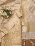 Off White Banarasi KimKhwab Silk Suit With Off White Banarasi Silk Dupatta - Luxurion World