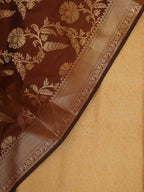 Cream Banarasi Silk Brocade Suit With Brown Banarasi Silk Dupatta - Luxurion World