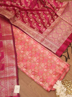 Pink Banarasi Silk Tanchui Jamawar Suit With Pink Banarasi Silk Meenakari Dupatta - Luxurion World