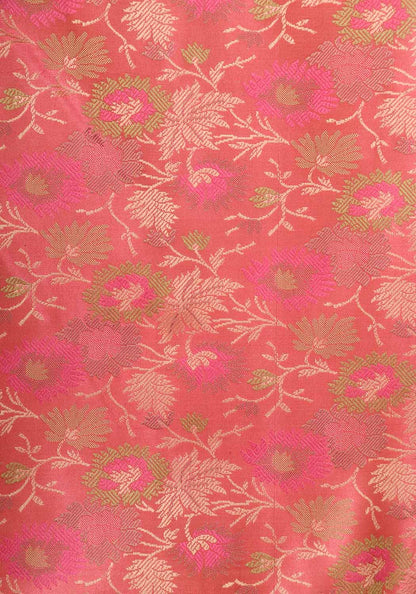 Pink Banarasi Silk Tanchui Jamawar Suit With Blue Banarasi Silk Meenakari Dupatta - Luxurion World