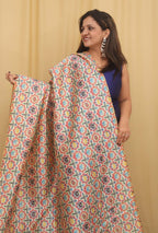 Blue Plain Silk Suit With Digital Printed Patola Design Tussar Silk Dupatta - Luxurion World