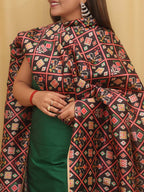 Green Plain Silk Suit With Digital Printed Patola Design Tussar Silk Dupatta - Luxurion World