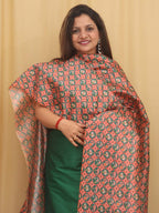 Green Plain Silk Suit With Digital Printed Patola Design Tussar Silk Dupatta - Luxurion World