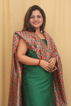Green Plain Silk Suit With Digital Printed Patola Design Tussar Silk Dupatta - Luxurion World