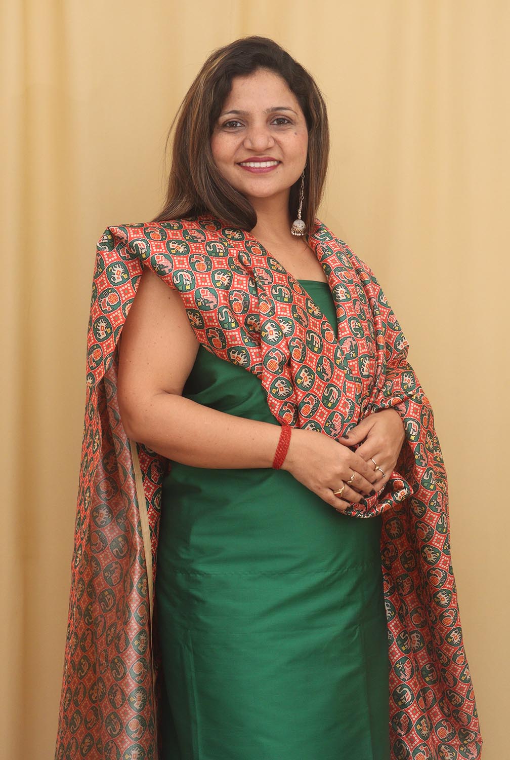 Green Plain Silk Suit With Digital Printed Patola Design Tussar Silk Dupatta - Luxurion World