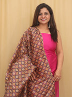 Pink Plain Silk Suit With Digital Printed Patola Design Tussar Silk Dupatta - Luxurion World