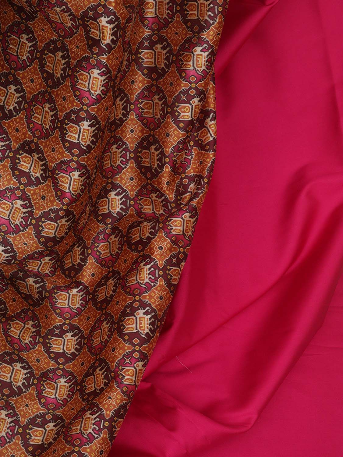 Pink Plain Silk Suit With Digital Printed Patola Design Tussar Silk Dupatta - Luxurion World