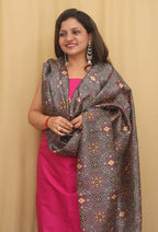 Pink Plain Silk Suit With Digital Printed Patola Design Tussar Silk Dupatta - Luxurion World