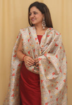 Maroon Plain Silk Suit With Digital Printed Patola Design Tussar Silk Dupatta - Luxurion World